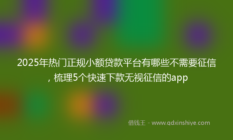 2025年热门正规小额贷款平台有哪些不需要征信，梳理5个快速下款无视征信的app