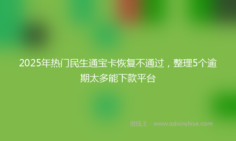 2025年热门民生通宝卡恢复不通过，整理5个逾期太多能下款平台
