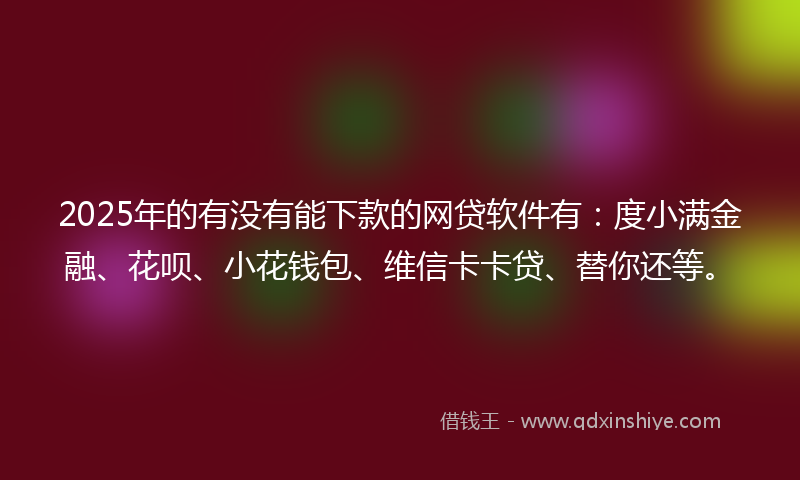 2025年的有没有能下款的网贷软件有：度小满金融、花呗、小花钱包、维信卡卡贷、替你还等。