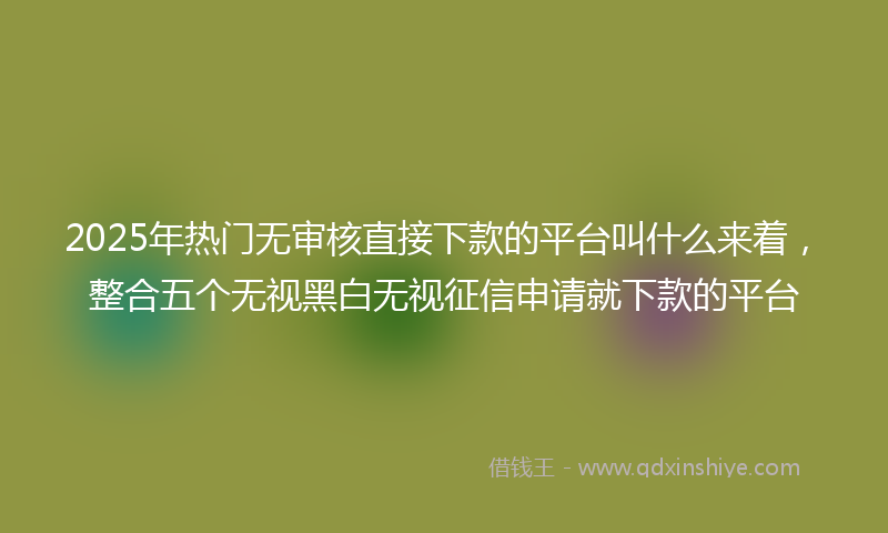 2025年热门无审核直接下款的平台叫什么来着，整合五个无视黑白无视征信申请就下款的平台