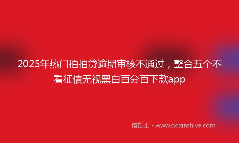 2025年热门拍拍贷逾期审核不通过，整合五个不看征信无视黑白百分百下款app
