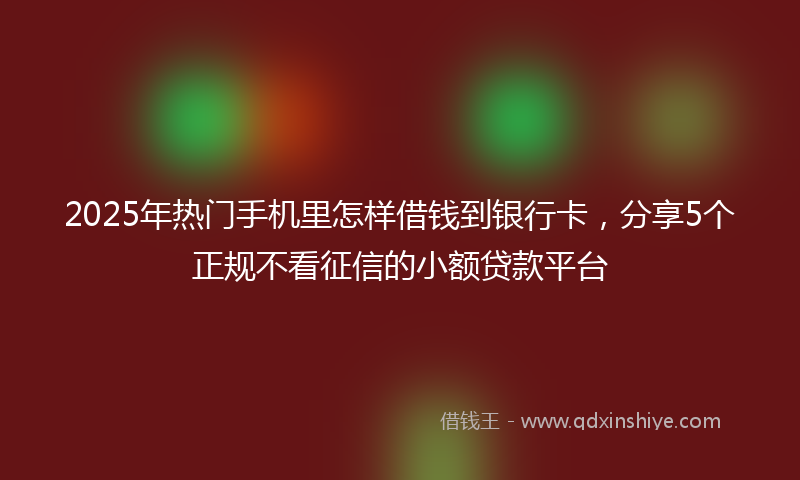 2025年热门手机里怎样借钱到银行卡，分享5个正规不看征信的小额贷款平台