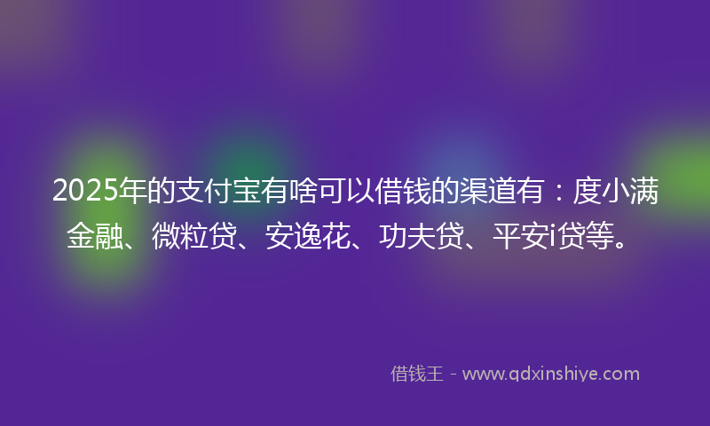 2025年的支付宝有啥可以借钱的渠道有：度小满金融、微粒贷、安逸花、功夫贷、平安i贷等。