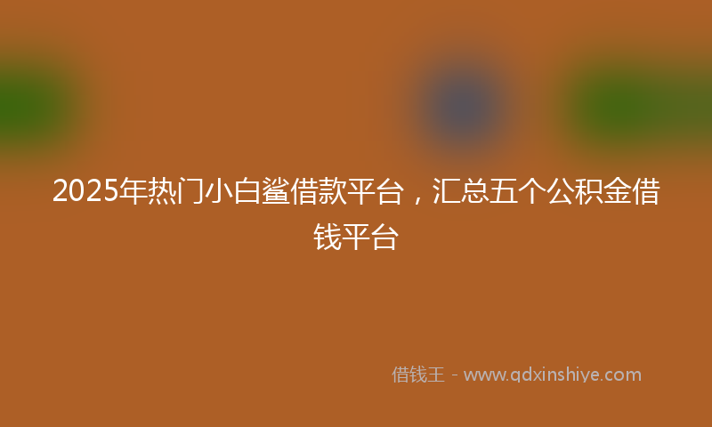 2025年热门小白鲨借款平台，汇总五个公积金借钱平台