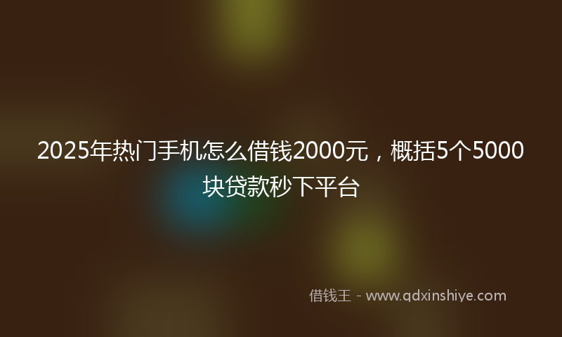 2025年热门手机怎么借钱2000元，概括5个5000块贷款秒下平台