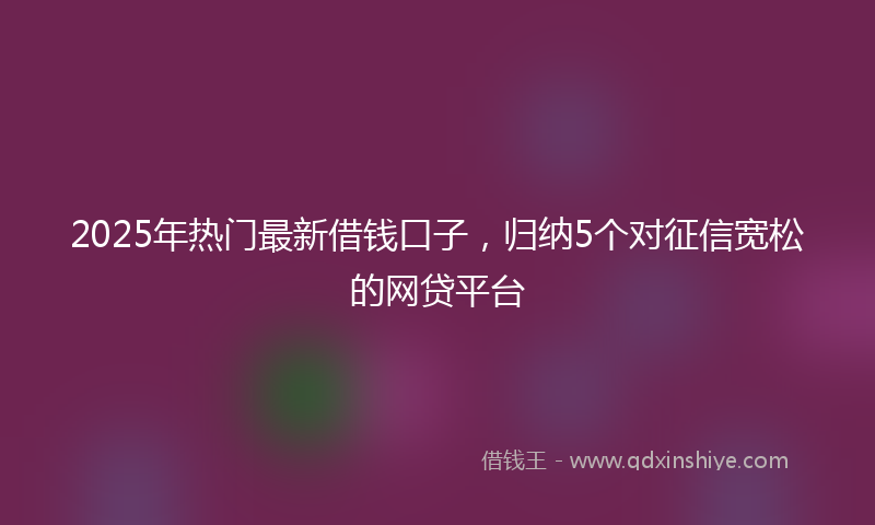 2025年热门最新借钱口子，归纳5个对征信宽松的网贷平台
