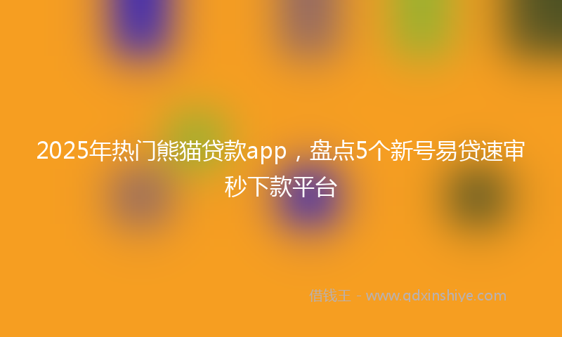 2025年热门熊猫贷款app，盘点5个新号易贷速审秒下款平台