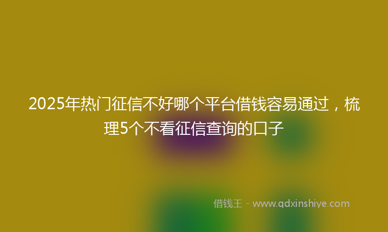 2025年热门征信不好哪个平台借钱容易通过，梳理5个不看征信查询的口子