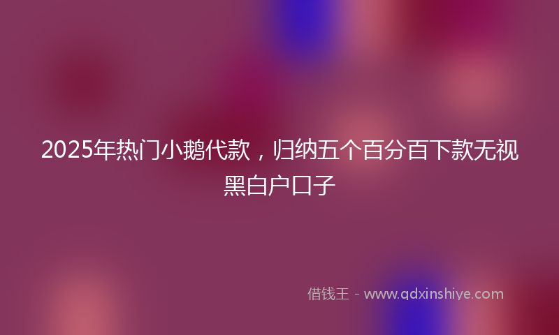 2025年热门小鹅代款，归纳五个百分百下款无视黑白户口子