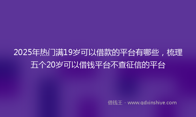2025年热门满19岁可以借款的平台有哪些，梳理五个20岁可以借钱平台不查征信的平台