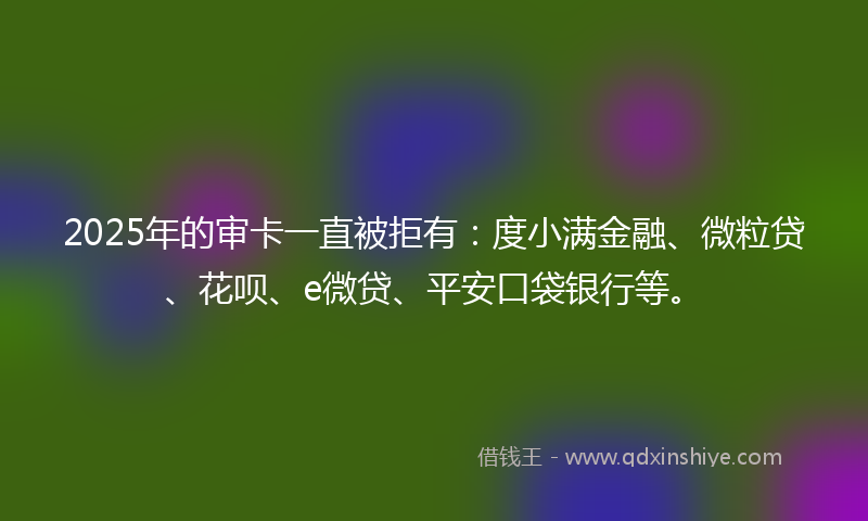 2025年的审卡一直被拒有：度小满金融、微粒贷、花呗、e微贷、平安口袋银行等。