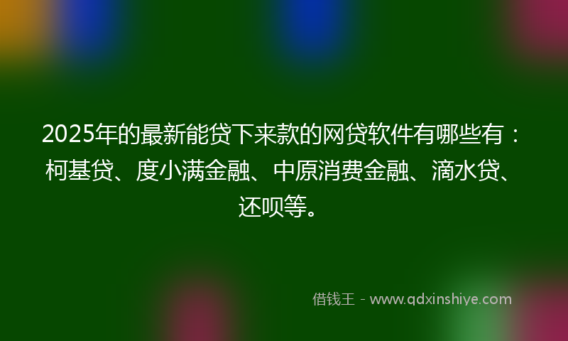 2025年的最新能贷下来款的网贷软件有哪些有：柯基贷、度小满金融、中原消费金融、滴水贷、还呗等。