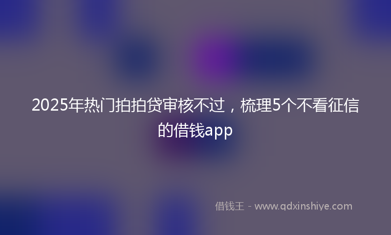 2025年热门拍拍贷审核不过，梳理5个不看征信的借钱app