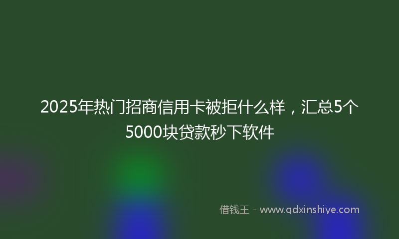 2025年热门招商信用卡被拒什么样，汇总5个5000块贷款秒下软件