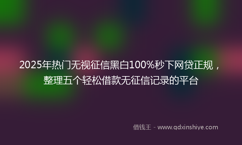 2025年热门无视征信黑白100%秒下网贷正规，整理五个轻松借款无征信记录的平台