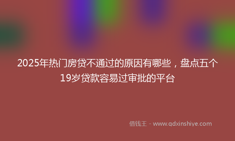 2025年热门房贷不通过的原因有哪些,盘点五个19岁贷款容易过审批的平台
