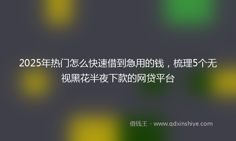 2025年热门怎么快速借到急用的钱，梳理5个无视黑花半夜下款的网贷平台