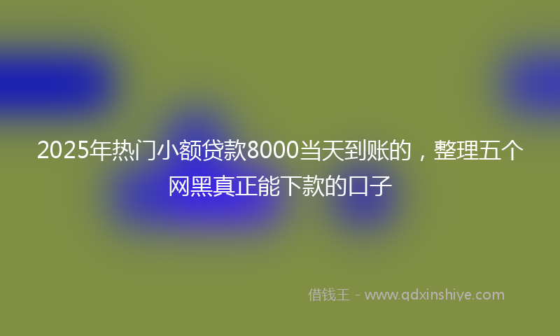 2025年热门小额贷款8000当天到账的，整理五个网黑真正能下款的口子