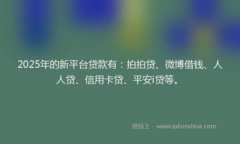 2025年的新平台贷款有：拍拍贷、微博借钱、人人贷、信用卡贷、平安i贷等。
