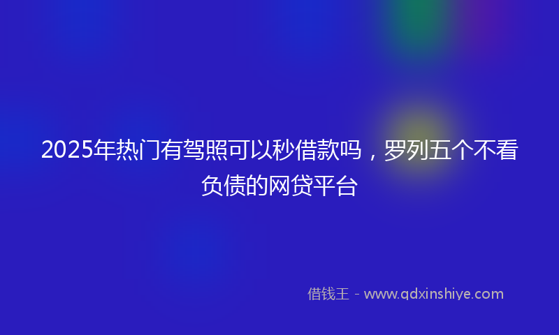 2025年热门有驾照可以秒借款吗，罗列五个不看负债的网贷平台