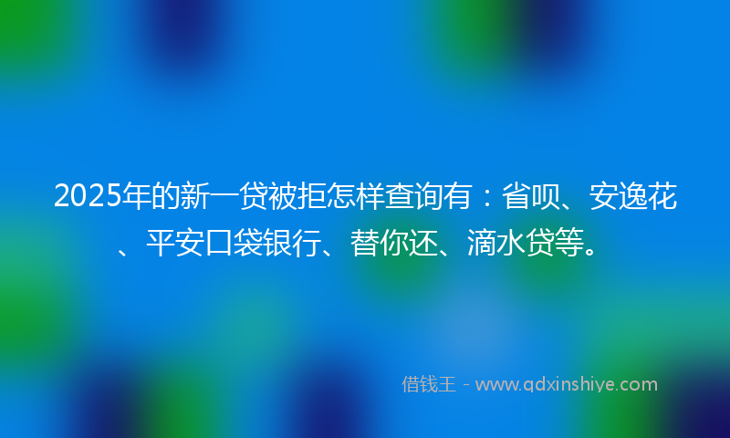 2025年的新一贷被拒怎样查询有：省呗、安逸花、平安口袋银行、替你还、滴水贷等。