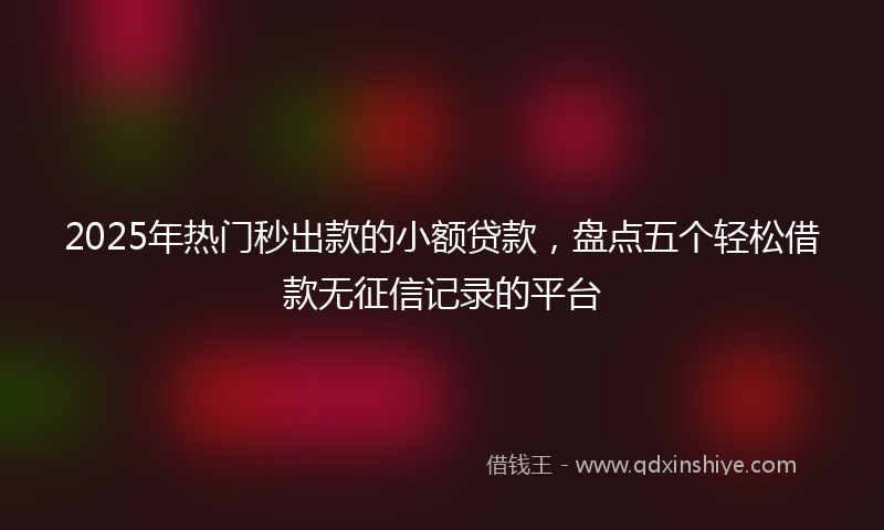 2025年热门秒出款的小额贷款，盘点五个轻松借款无征信记录的平台