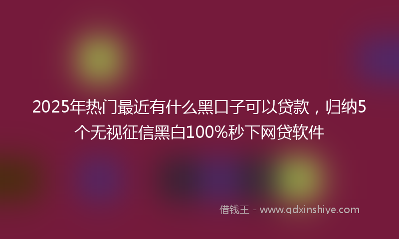 2025年热门最近有什么黑口子可以贷款，归纳5个无视征信黑白100%秒下网贷软件