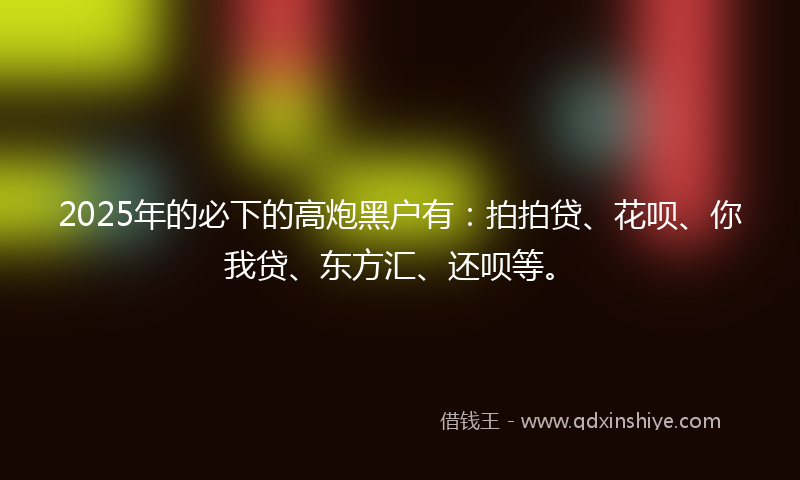2025年的必下的高炮黑户有：拍拍贷、花呗、你我贷、东方汇、还呗等。