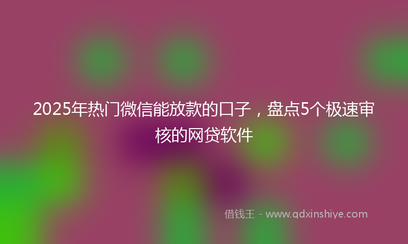 2025年热门微信能放款的口子，盘点5个极速审核的网贷软件