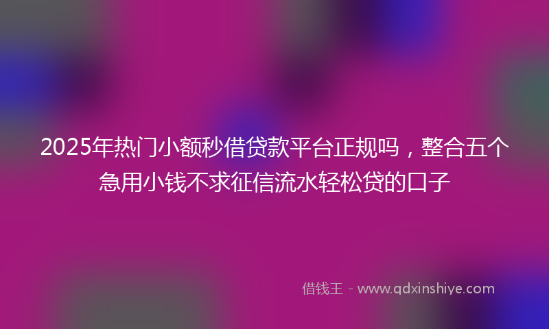 2025年热门小额秒借贷款平台正规吗，整合五个急用小钱不求征信流水轻松贷的口子