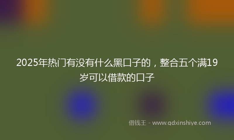 2025年热门有没有什么黑口子的，整合五个满19岁可以借款的口子