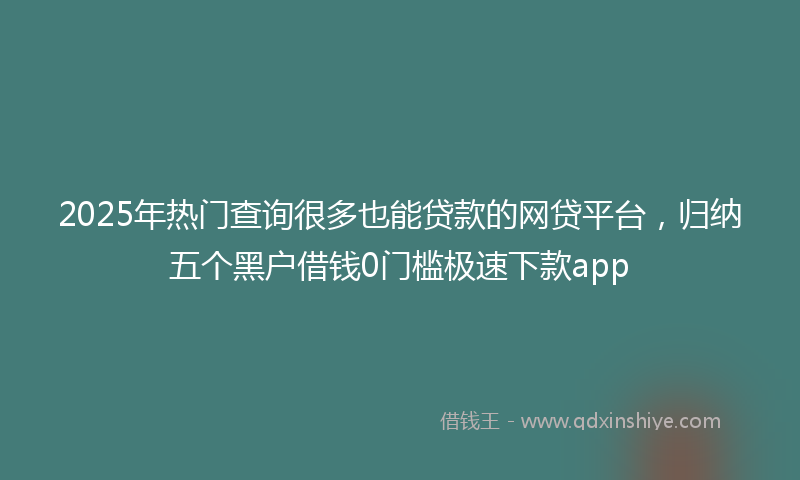 2025年热门查询很多也能贷款的网贷平台，归纳五个黑户借钱0门槛极速下款app
