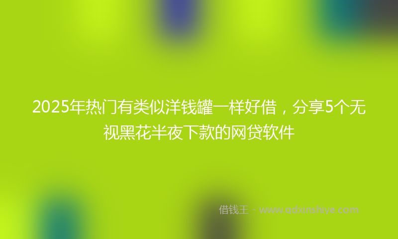 2025年热门有类似洋钱罐一样好借，分享5个无视黑花半夜下款的网贷软件