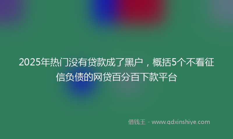 2025年热门没有贷款成了黑户，概括5个不看征信负债的网贷百分百下款平台