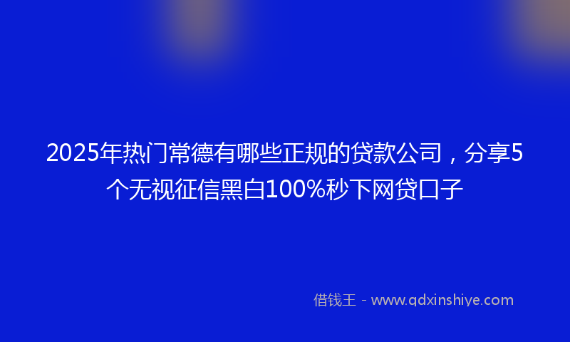 2025年热门常德有哪些正规的贷款公司，分享5个无视征信黑白100%秒下网贷口子
