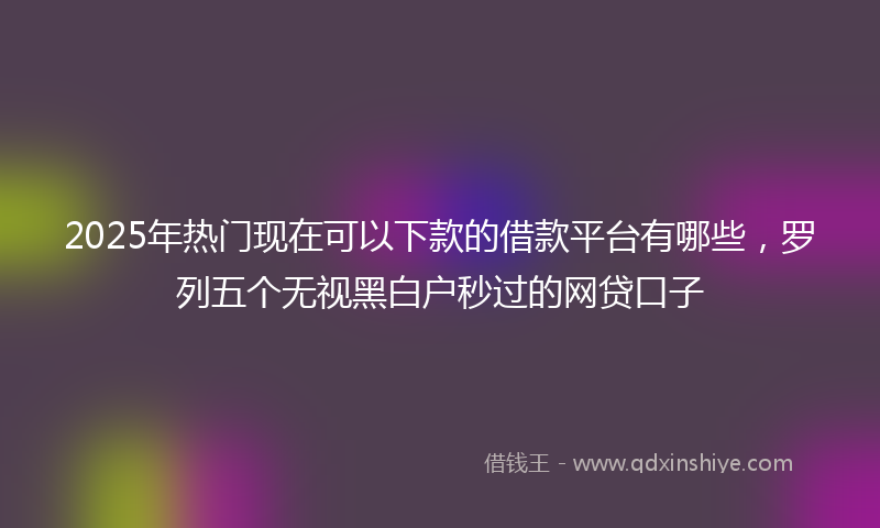 2025年热门现在可以下款的借款平台有哪些，罗列五个无视黑白户秒过的网贷口子