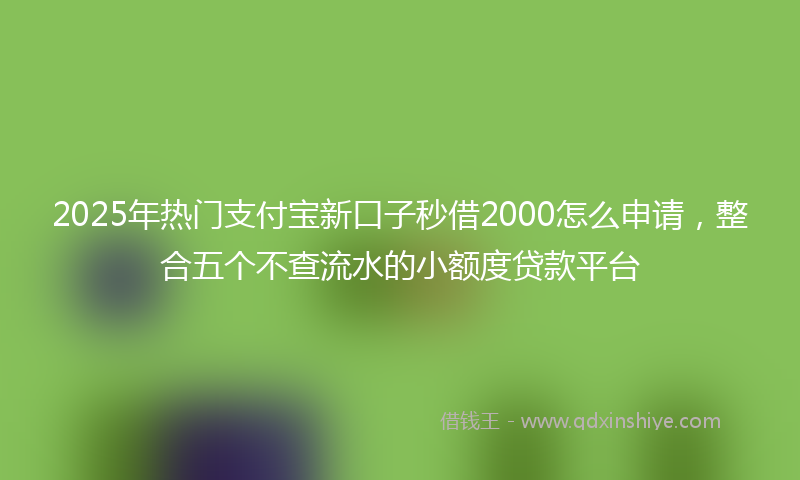 2025年热门支付宝新口子秒借2000怎么申请，整合五个不查流水的小额度贷款平台