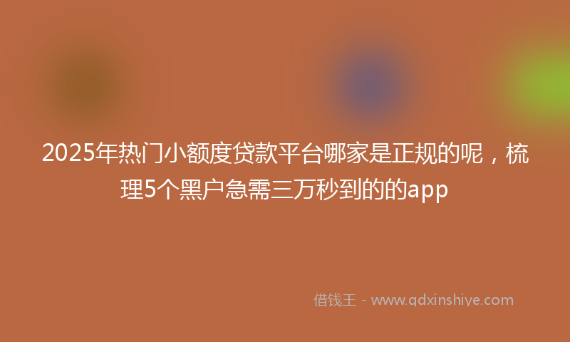 2025年热门小额度贷款平台哪家是正规的呢，梳理5个黑户急需三万秒到的的app