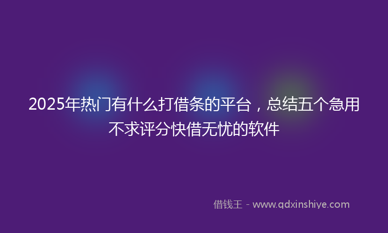 2025年热门有什么打借条的平台，总结五个急用不求评分快借无忧的软件