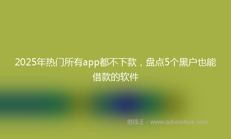 2025年热门所有app都不下款,盘点5个黑户也能借款的软件
