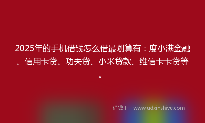 2025年的手机借钱怎么借最划算有：度小满金融、信用卡贷、功夫贷、小米贷款、维信卡卡贷等。