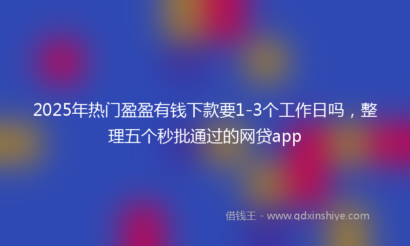 2025年热门盈盈有钱下款要1-3个工作日吗，整理五个秒批通过的网贷app