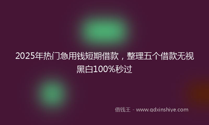 2025年热门急用钱短期借款，整理五个借款无视黑白100%秒过