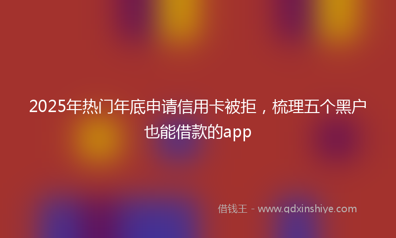 2025年热门年底申请信用卡被拒，梳理五个黑户也能借款的app