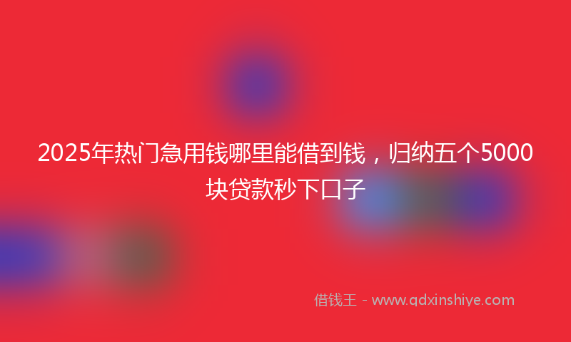 2025年热门急用钱哪里能借到钱，归纳五个5000块贷款秒下口子