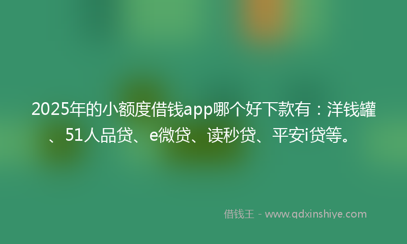 2025年的小额度借钱app哪个好下款有：洋钱罐、51人品贷、e微贷、读秒贷、平安i贷等。