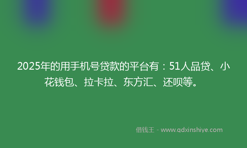 2025年的用手机号贷款的平台有：51人品贷、小花钱包、拉卡拉、东方汇、还呗等。