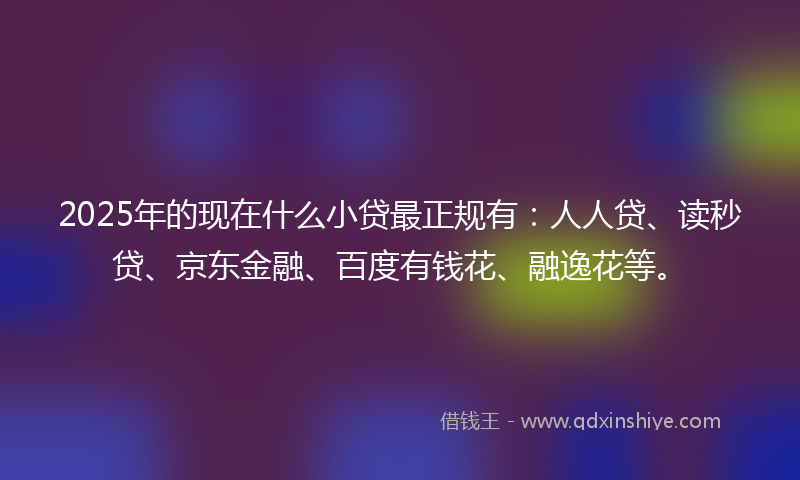 2025年的现在什么小贷最正规有：人人贷、读秒贷、京东金融、百度有钱花、融逸花等。