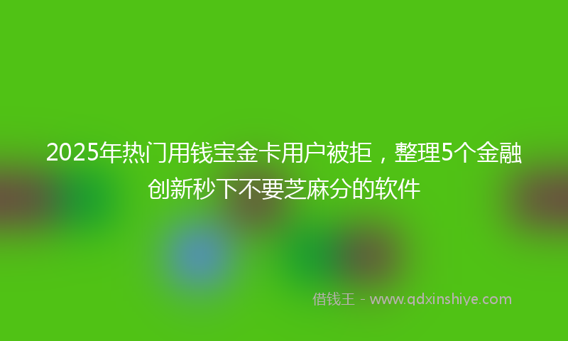 2025年热门用钱宝金卡用户被拒，整理5个金融创新秒下不要芝麻分的软件
