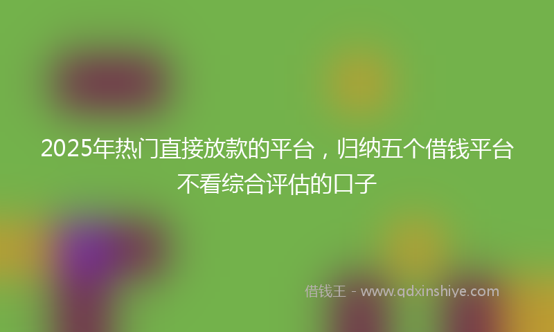 2025年热门直接放款的平台，归纳五个借钱平台不看综合评估的口子